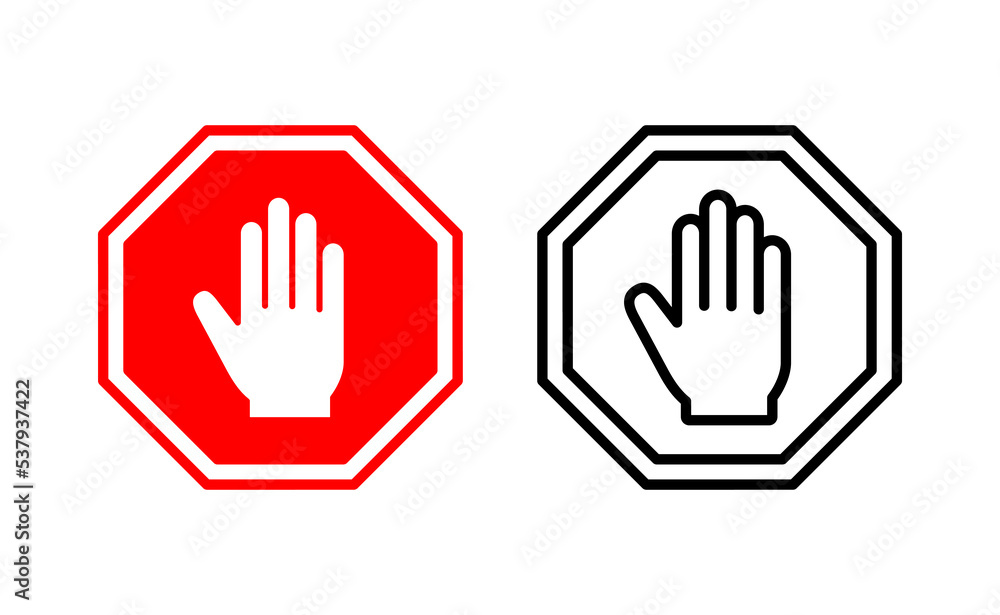 Stop icon vector for web and mobile app. stop road sign. hand stop sign and symbol. Do not enter stop red sign with hand Stop icon vector for web and mobile app. stop road sign. hand stop sign and symbol. Do not enter stop red sign with hand