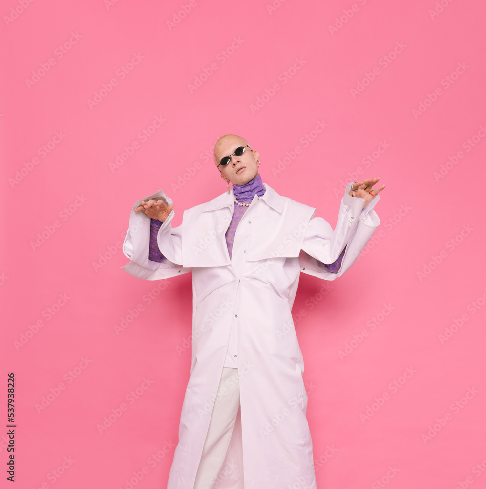 Man Posing In Pink Background Man Posing In Pink Background