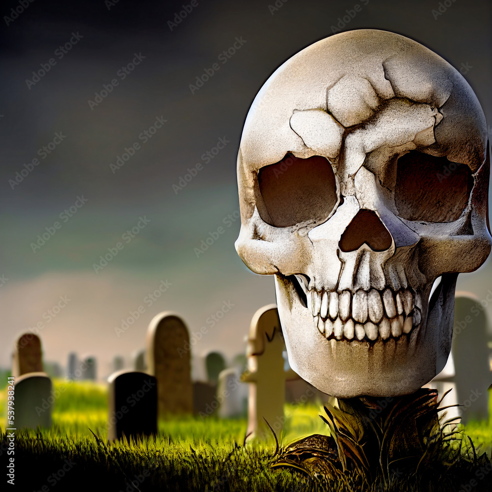 skeleton halloween in cemetery