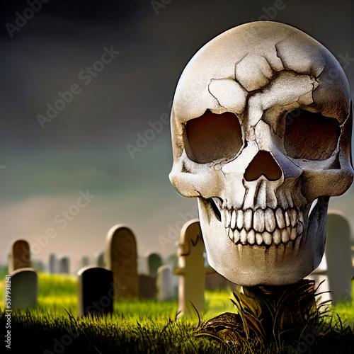 Obraz na płótnie skeleton halloween in cemetery w salonie