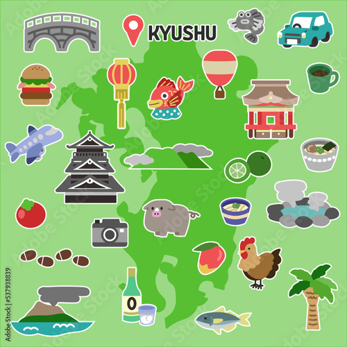 九州の観光セット　地図の背景