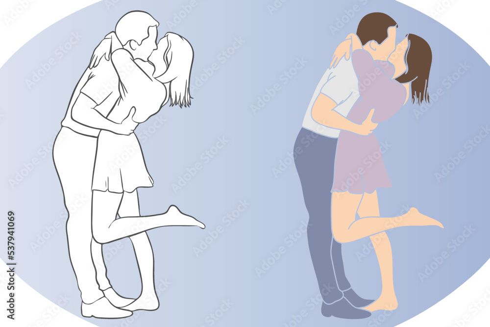 Couple Kissing and Hugging Together. Couple Kissing and Hugging Together.