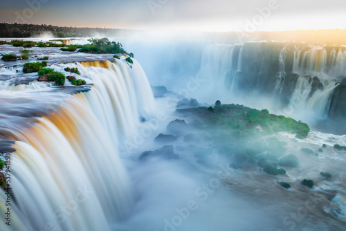 Obraz na plátně Iguazu Falls dramatic landscape, view from Brazil side, South America