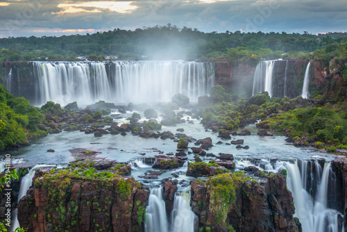 Iguazu Falls dramatic landscape  view from Argentina side  South America