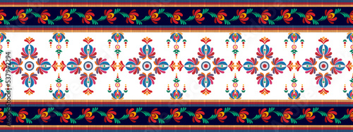 Ikat ethnic seamless pattern decoration design. Aztec fabric carpet boho mandalas textile decor wallpaper. Tribal native motif ornaments traditional embroidery vector background 