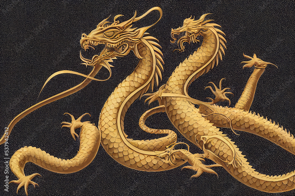 Obraz premium golden dragon art isolated on white background