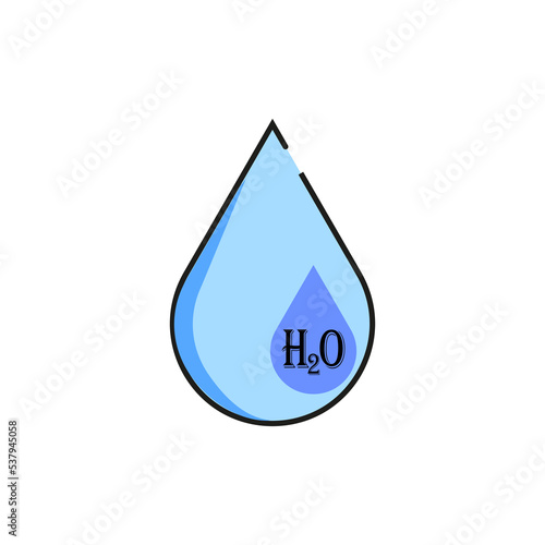icon with blue drop h2o. Clean water. Natural background. Vector illustration. stock image. 