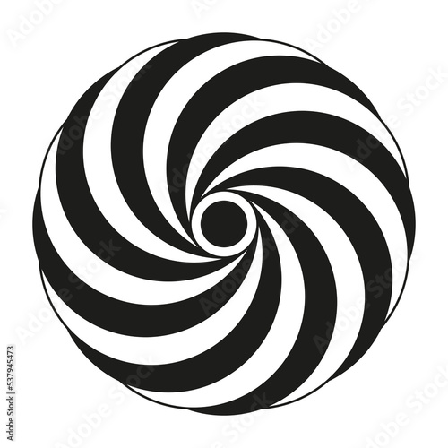 circle spiral black white. Round shape. Vector illustration. stock image. 
