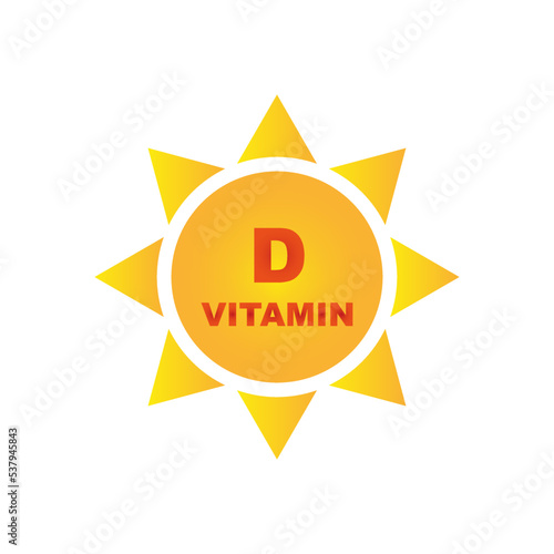 Yellow vitamin d on white background. Medical concept. Pharmacy concept. Vector illustration. stock image. 