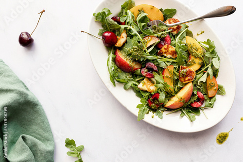 late summer stone fruit and arugula salad photo