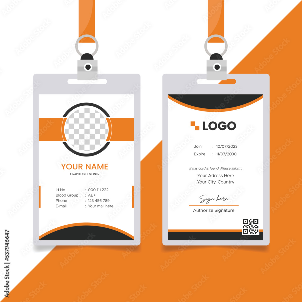 Modern and minimalist id card template Creative id card design for