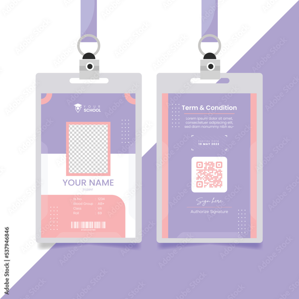 Student id card. University, school, college identity card Vector illustration. Student id card. University, school, college identity card Vector illustration.