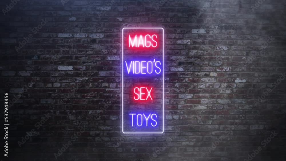 Sex Shop Neon Real Signboard On Bricks Wall Background Mags Videos Sex And Toys Neon Real 6507