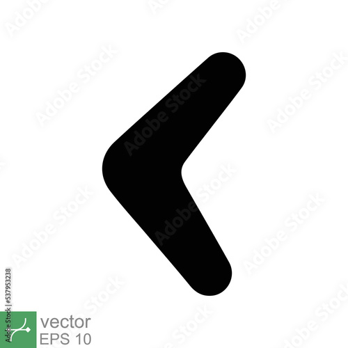 Boomerang icon. Simple solid style. Karma silhouette logo symbol, wood, black, handle, old weapon, sport concept. Glyph vector illustration isolated on white background. EPS 10.