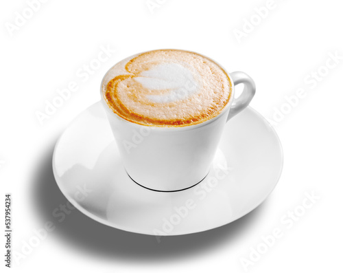 Latte coffee isolated on white background