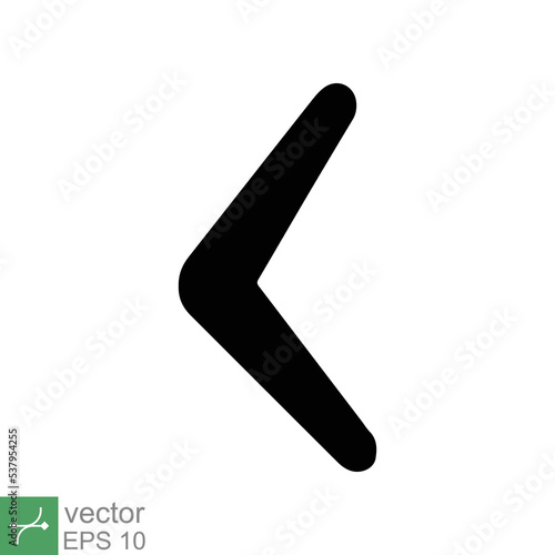 Boomerang icon. Simple solid style. Karma silhouette logo symbol, wood, black, handle, old weapon, sport concept. Glyph vector illustration isolated on white background. EPS 10.