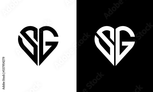 letter heart sg logo design