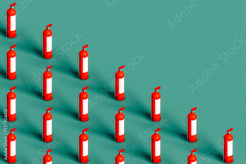 red fire extinguishers with copy space photo