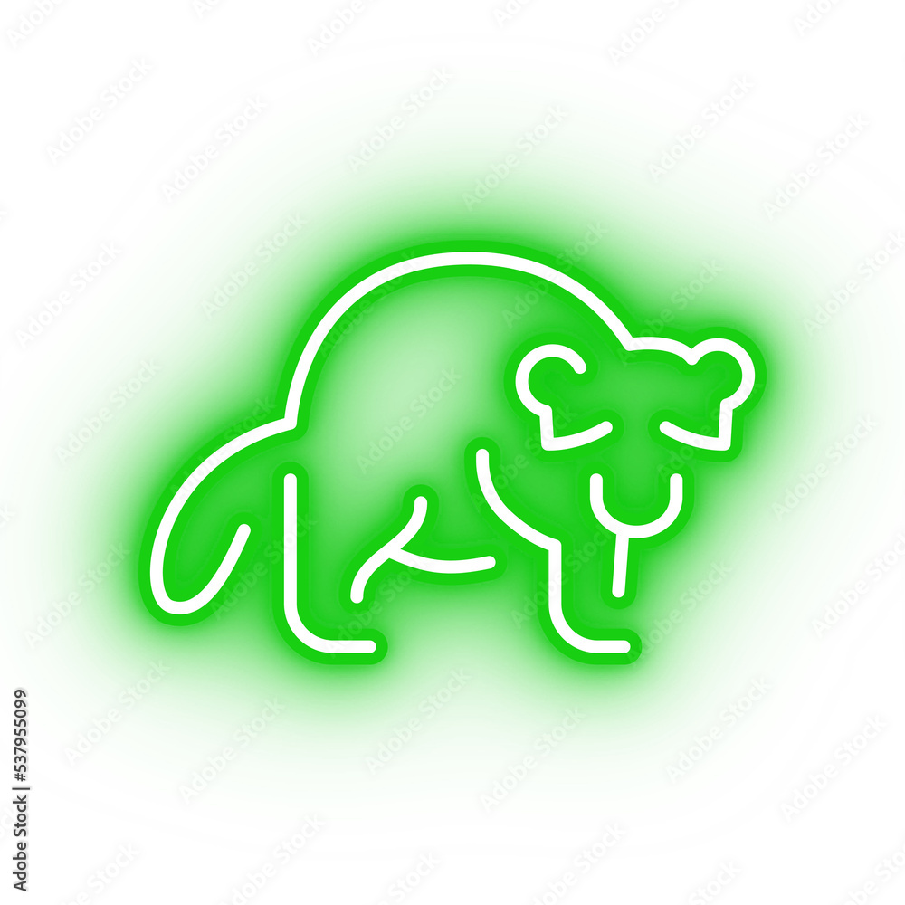 Neon green raccoon icon, glowing panda icon on transparent background Neon green raccoon icon, glowing panda icon on transparent background