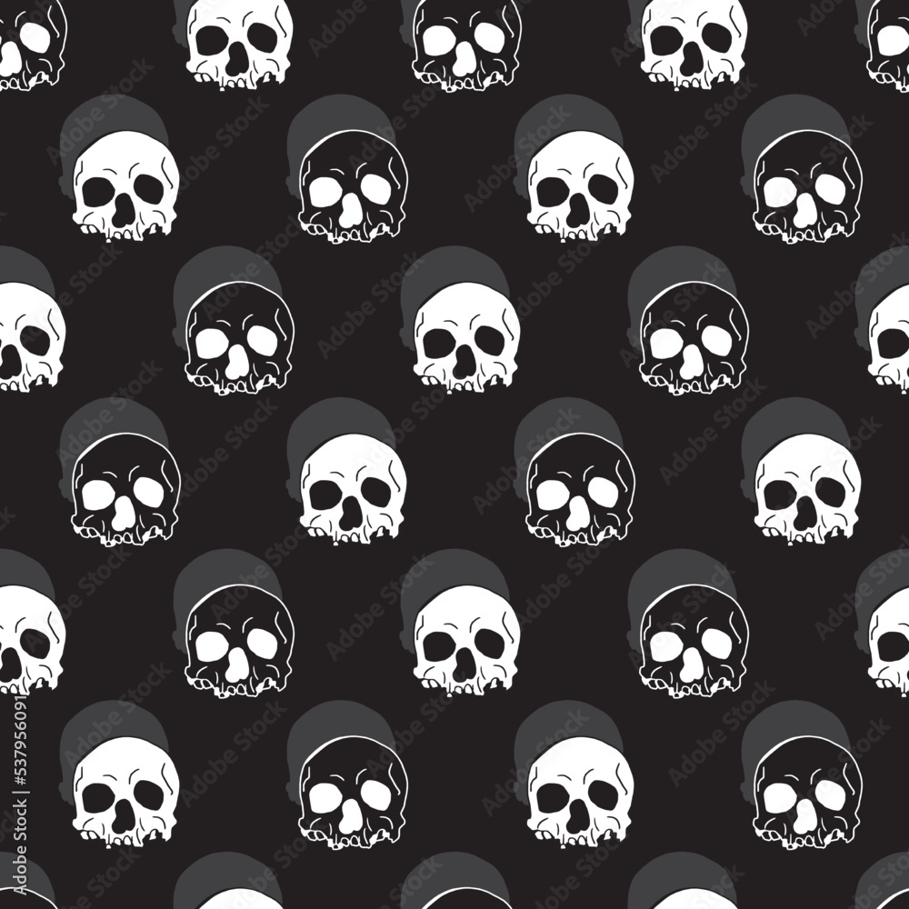 Creepy Spooky Head Skull Bones Vector Graphic Art Seamless Pattern Creepy Spooky Head Skull Bones Vector Graphic Art Seamless Pattern