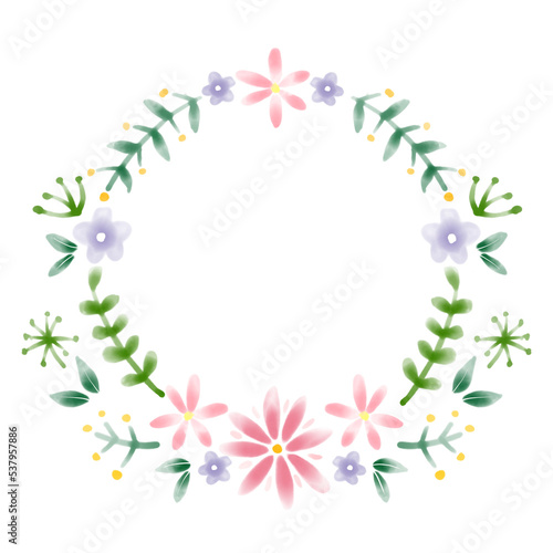 수채화 원형 꽃 리스 테두리 일러스트 이미지