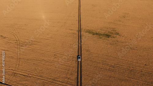 white Car in the middle of a wheat field photo