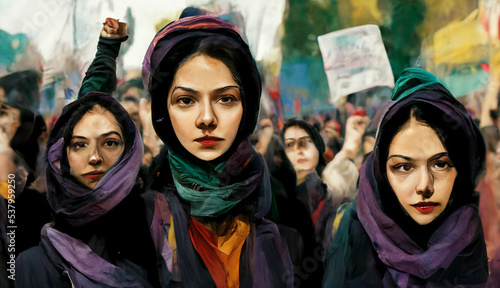 Protesta de mujeres iraníes en las calles photo