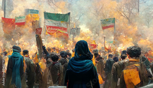 Protesta de mujeres iraníes en las calles