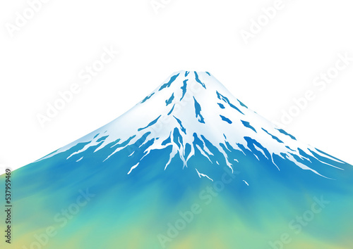 富士山の水彩手描き素材