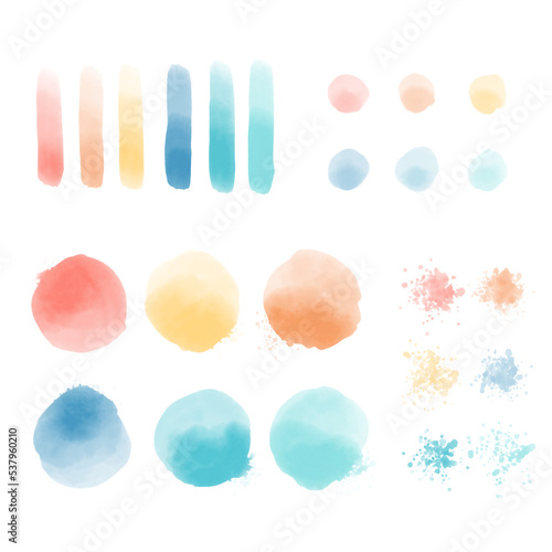 파스텔컬러 수채화 물감 번짐 효과 배경 라벨 모음