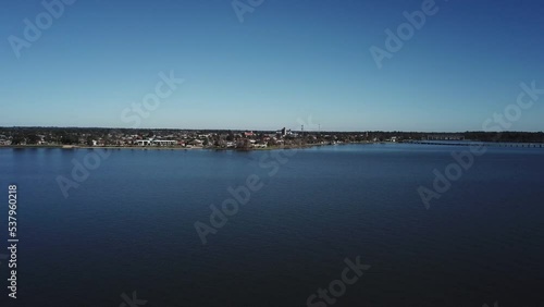 Wallpaper Mural Drone aerial over dark blue lake in Yarrawonga on a sunny summers day Torontodigital.ca
