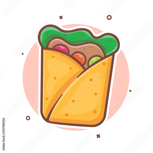 burrito food isolated cartoon in flat style design