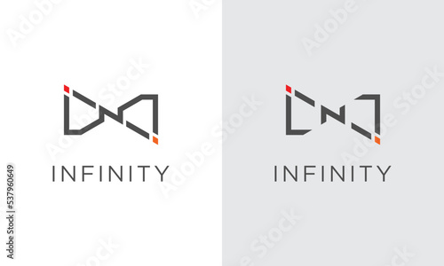 infinity symbol logo design , logotype letter I N in form of infinity symbol isolated on with N letter