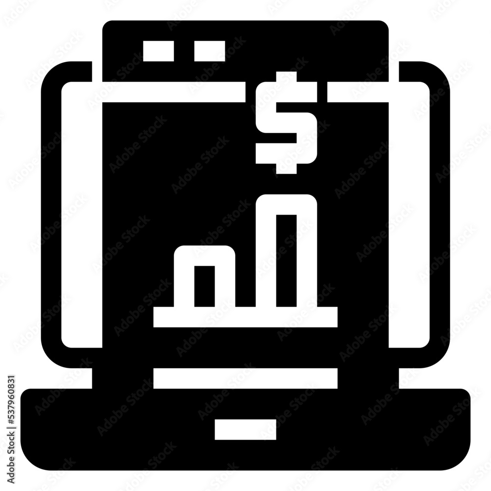 Icon Online Business Report With Style Glyph Icon Online Business Report With Style Glyph