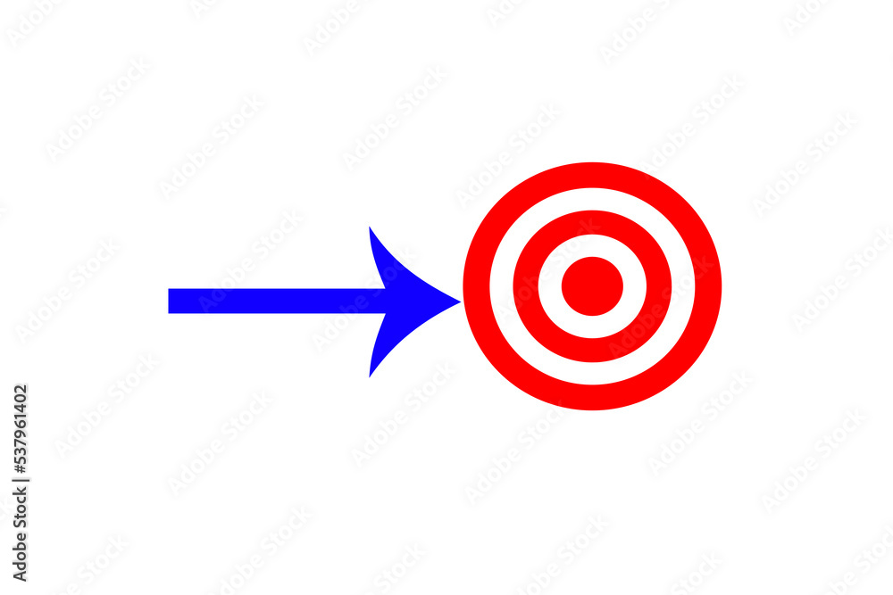 Red and blue color arrow icon, Red color arrow indicator.Symbol background 