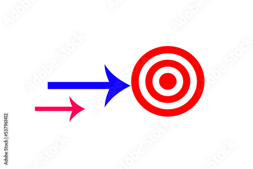 Red and blue color arrow icon, Red color arrow indicator.Symbol background 