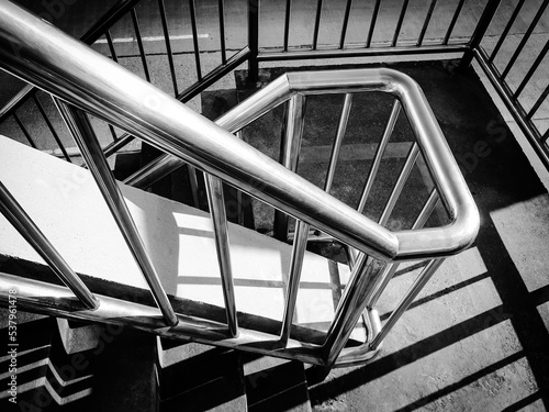 Stainless steel railing.Fall Protection.metal staircase.