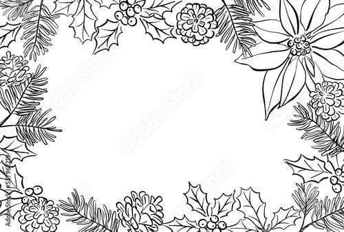 ナチュラルな植物の線画　フレーム　1色