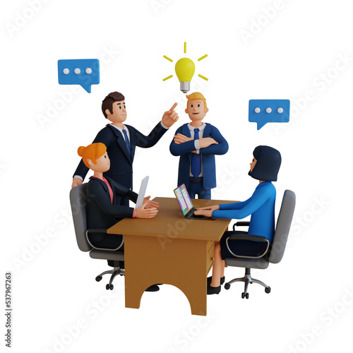 business people doing discussion 3d character illustration