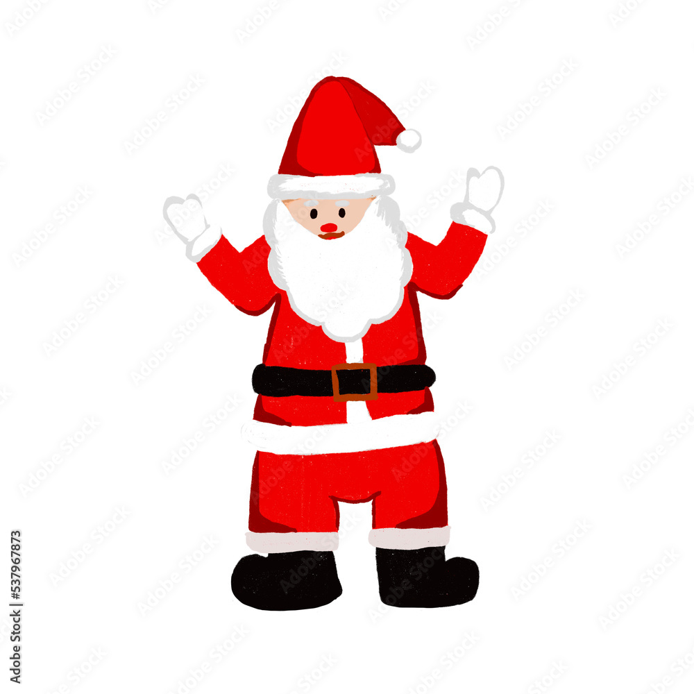 PNG Cute Santa Clause with beard waving and smiling on white background. PNG Cute Santa Clause with beard waving and smiling on white background.