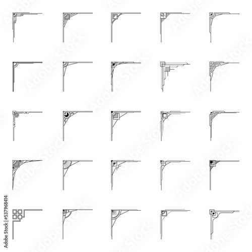 Set of Luxury Decorative Corner Black Line