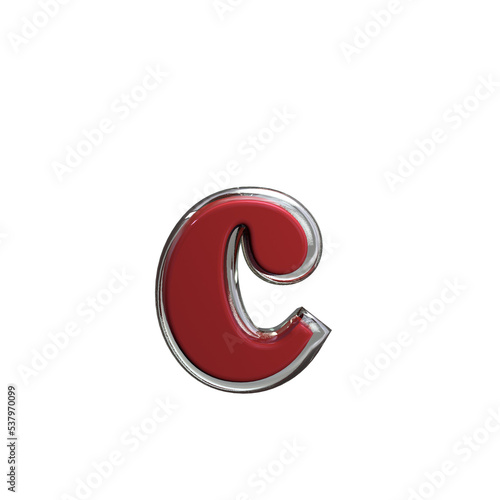 Letter c 3D render red color png