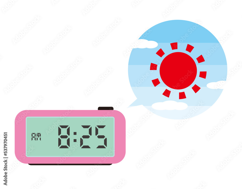 Fototapeta premium Clock with digital display. Vector illustration of a clock face.