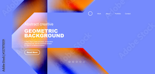 Triangles with fluid gradients, abstract landing page background. Minimal shapes composition for wallpaper, banner, background, leaflet, catalog, cover, flyer