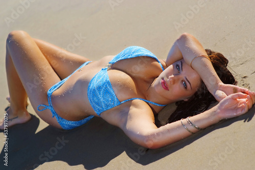 Beautiful beach bikini girl	