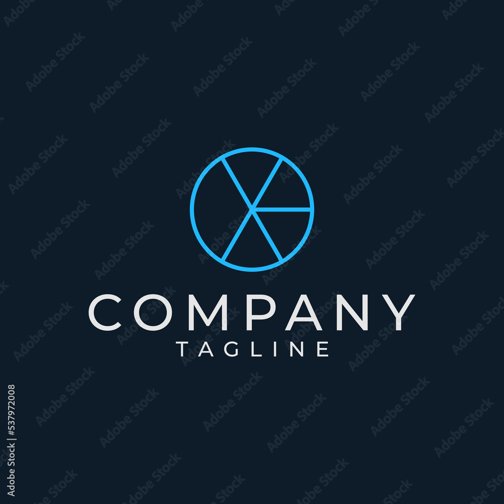 Abstract line logo design forming a pie chart. Abstract line logo design forming a pie chart.