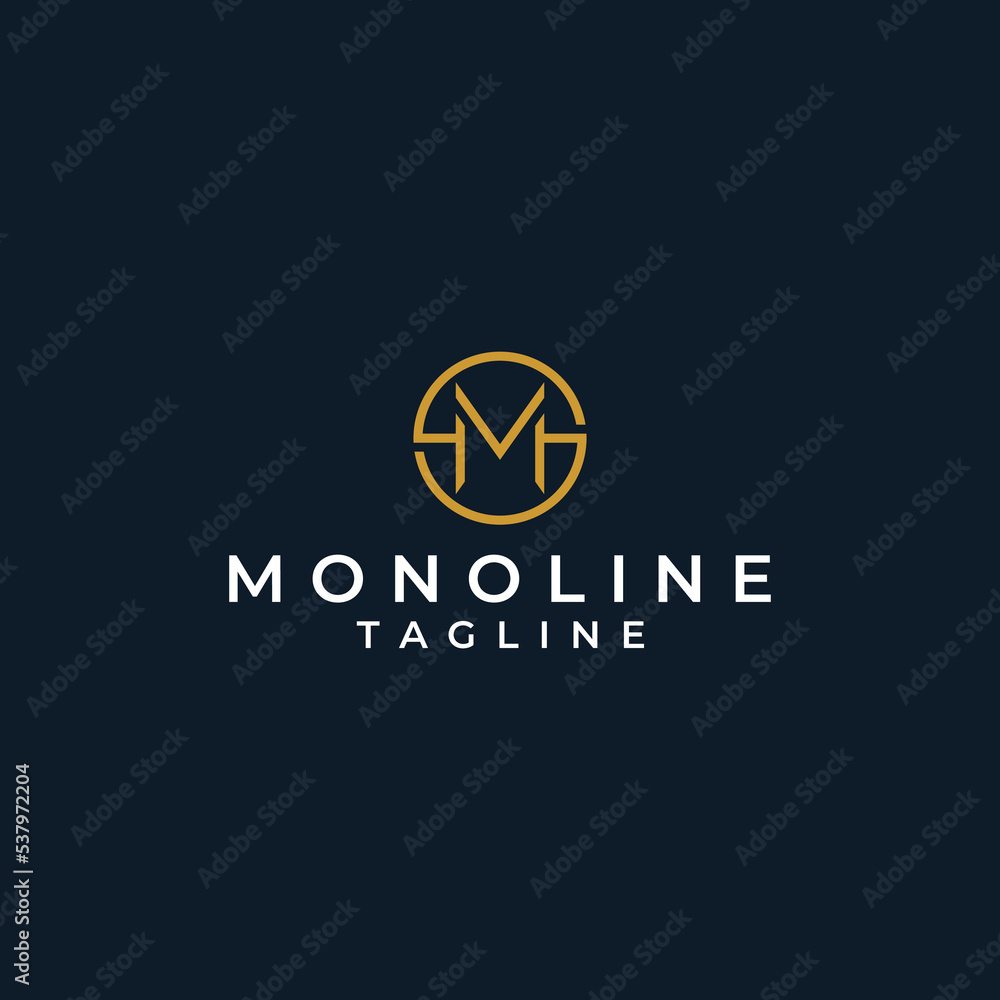 Monogram logo design in the shape of the letter M in a circle with the letter S. Monogram logo design in the shape of the letter M in a circle with the letter S.