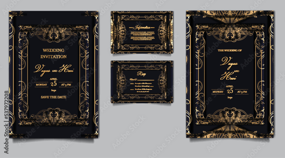 Fototapeta premium luxury wedding invitation card design set