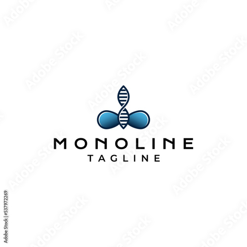 Logo design combination of DNA illustration and letters d and b.