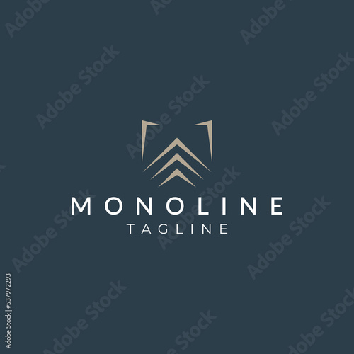 Abstract logo design with three triangular shaped lines facing up.